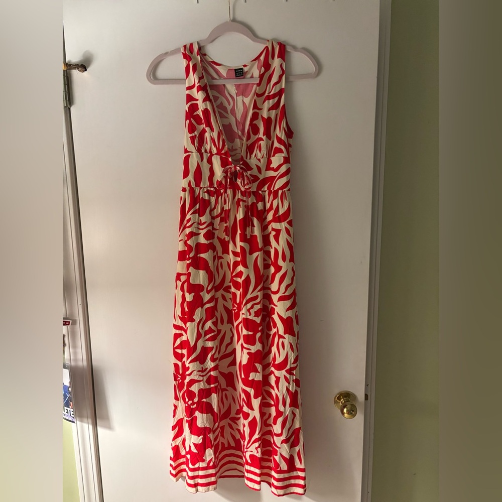 Red and White Maxi Dress